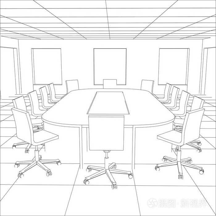 内部办公会议室.跟踪 3d 的图