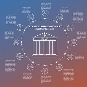 经济学和金融学的数据图表。投资项目。银行。E