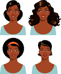 组的非洲裔美国种族美丽的女人