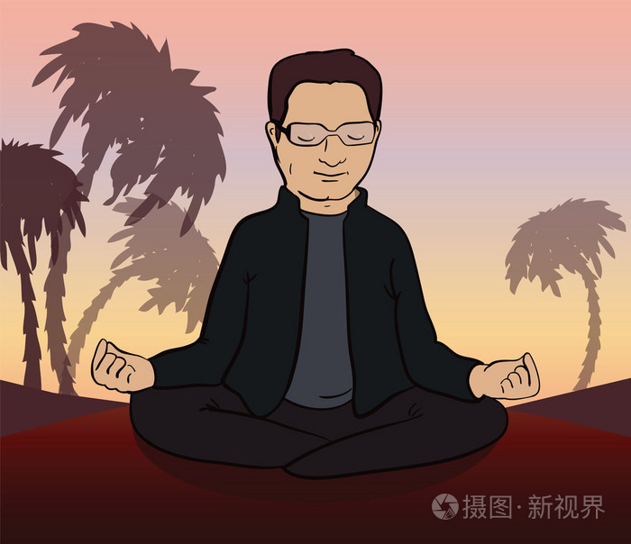 男人沉思的性质.矢量图