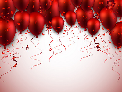 庆祝的红色背景与气球