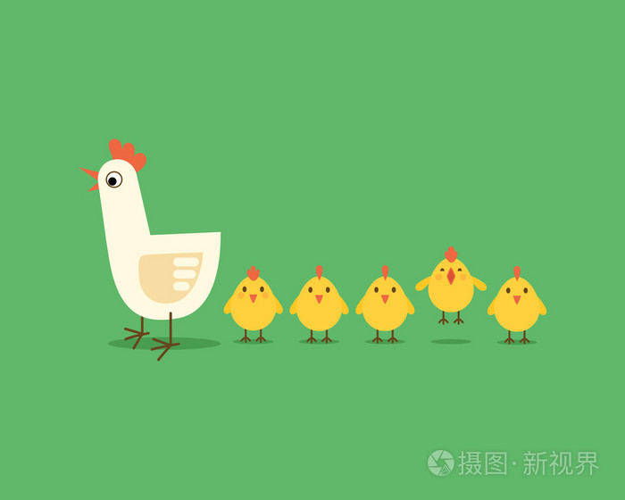 母鸡和五只小鸡