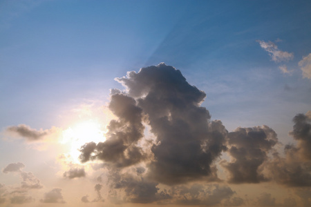 海上日出或日落时的时间。海面上的美好时光