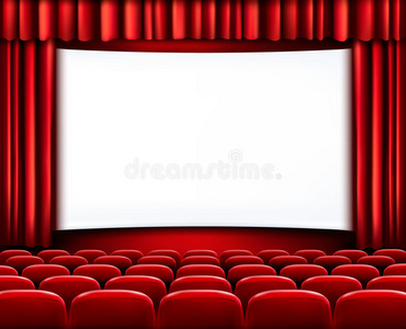 一排排红色的电影院或剧院座位