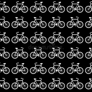无缝自行车图案。黑白相间。