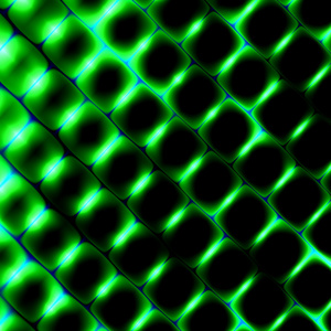 绿灯下的三维方形形状。 美丽的科学背景