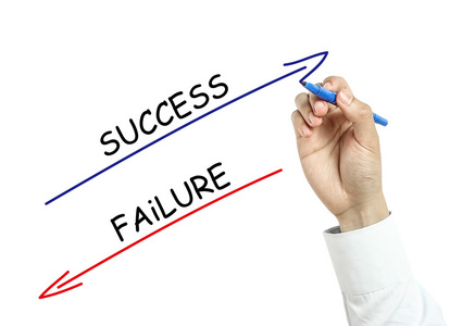 商人绘制成功和失败的概念图片