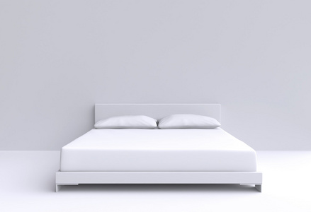 现代床和两个枕头