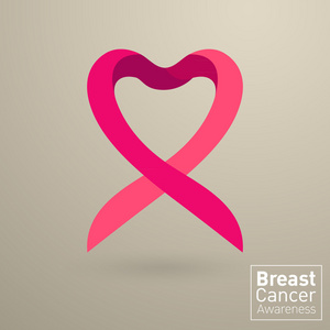 矢量乳房癌认识粉红丝带白色背景上