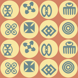 无缝背景与 adinkra 符号