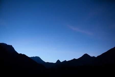 日落，喜马拉雅山脉尼泊尔山区