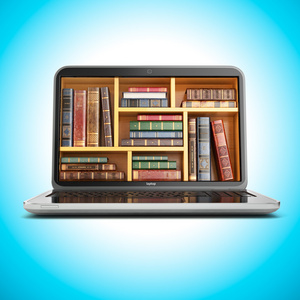 电子学习教育互联网图书馆或者书店。笔记本电脑和