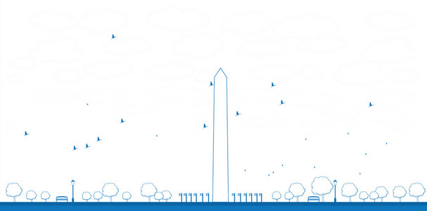 大纲华盛顿纪念碑在华盛顿特区的蓝颜色