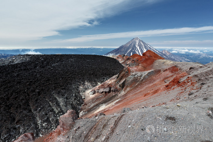 美丽的火山景观积极火山口阿瓦恰火山堪察加半岛