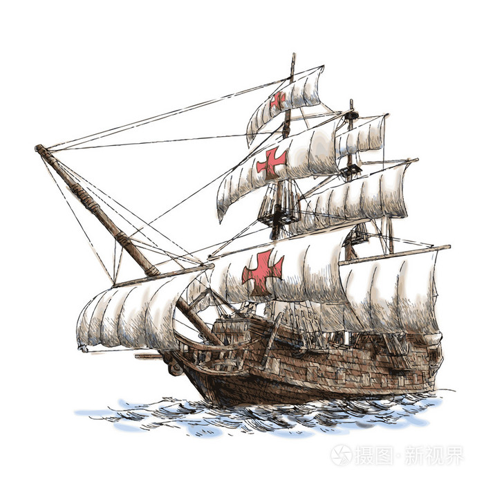哥伦布船插画-正版商用图片1j06ds-摄图新视界