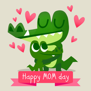 母亲节快乐一天明信片与鳄鱼