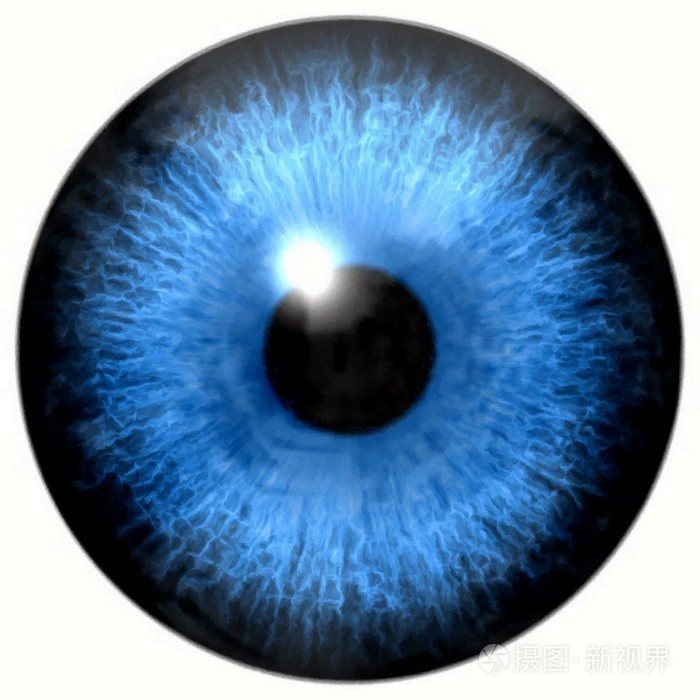 水彩颜料蓝色的眼睛虹膜反射光的插图