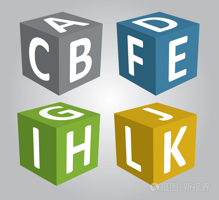 立方 3d 与 Abc 字符 3d 矢量 立方矢量