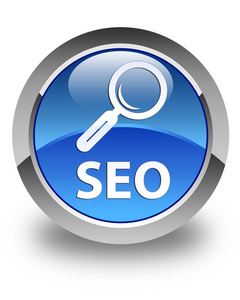 Seo 有光泽的蓝色圆形按钮插画