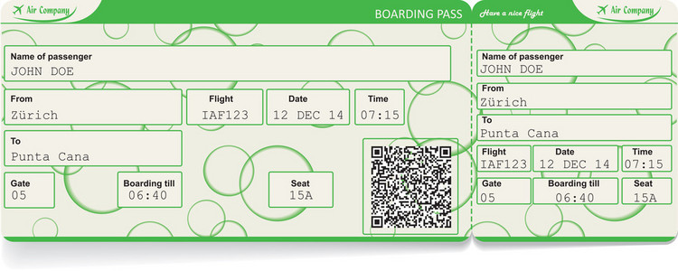 矢量图像的航空公司登机票