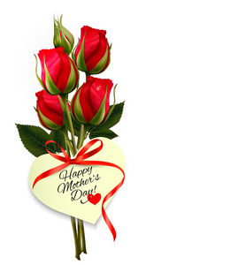 红玫瑰的心形母亲节快乐一天注意与红色 ri