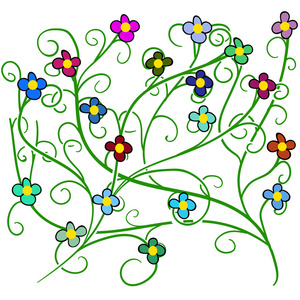 矢量涂鸦的花卉图案。33