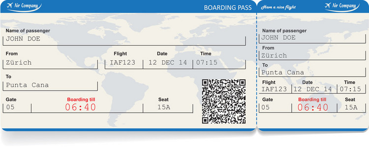 矢量图像的航空公司登机票