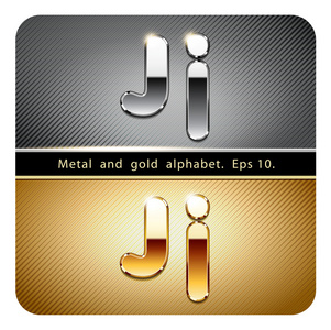铬金属和金色字母 J