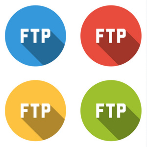 Ftp 的 4 孤立平面按钮的集合