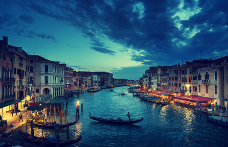京杭运河在日落时间，威尼斯，意大利