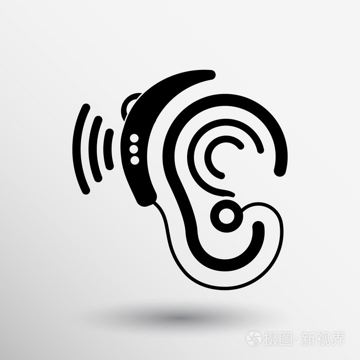 耳矢量图标助听器耳朵听声音图形