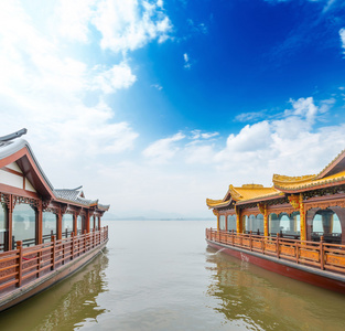 传统的船舶在杭州
