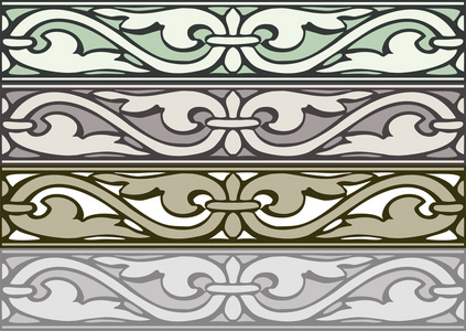 6 套的装饰边框的复古风格银