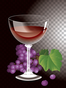 背景葡萄串上的酒杯