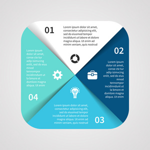 矢量平方米的数据图表。用于循环图 图 演示文稿和圆图的模板。经营理念与 4 选项 零件 步骤或过程。抽象背景