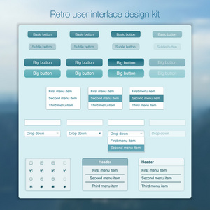 现代用户界面屏幕模板为智能手机或 web 站点。透明模糊材料设计 Ui 图标