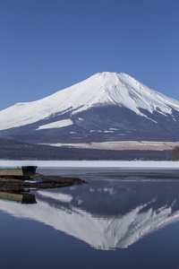 富士山冬季从山中湖拍摄。山梨县 J