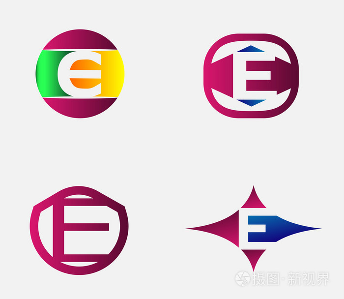 字母e标志模板抽象的图标