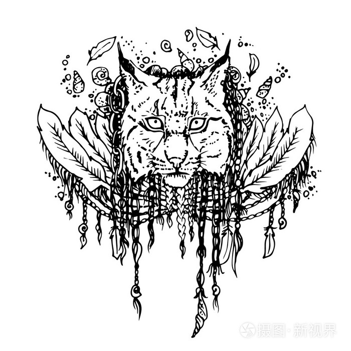 图形的黑色矢量猞猁插画-正版商用图片1jjpc5-摄图新视界
