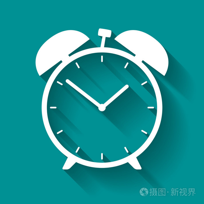 在蓝色背景上的白色闹钟图标