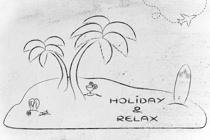 desert island with text holiday & relax