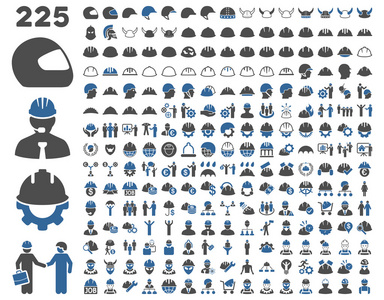 工作安全和头盔图标集