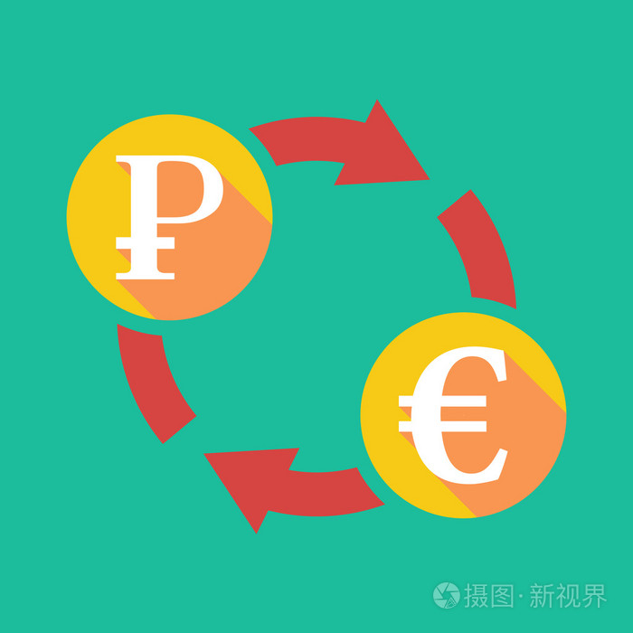 交换标志与卢布标志和欧元符号