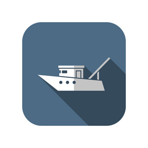 机动渔船船图标或标志，矢量图标