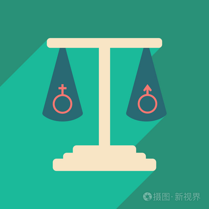 平与阴影图标和移动应用程序性平等插画-正版商用图片
