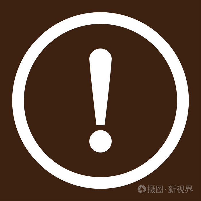 感叹号平面白色圆形矢量图标