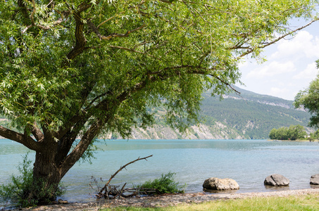 夏日风景与山下湖