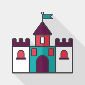 建筑城堡平面图标与长长的影子，eps10