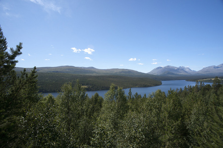 湖在森林中，Sohlbergplassen龙达讷山国家公园，也不