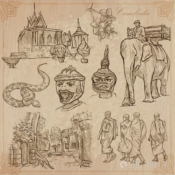 柬埔寨王国-手绘矢量包插画-正版商用图片1jr5n5-摄图